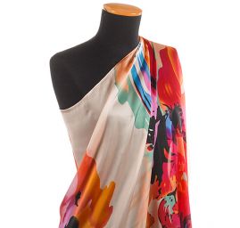 Efektní šála abstraktní květy pastel lososová