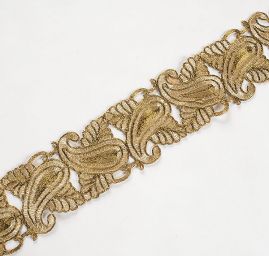 Krajková kvová stuha paisley vzor zlatá