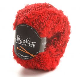 Mohérová pletací příze vlnka/bukle červenočerná