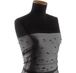 Efektní tyl s aplikací korálek černý