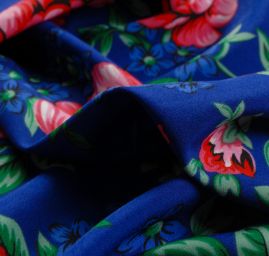 Žoržet mat Gipsy style bordura modrý