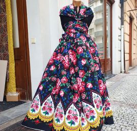 Žoržet mat Gipsy style bordura černý