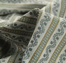 Brokát nepružný květy proužky zelné