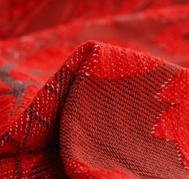 Replika historické tkaniny Rokoko červenočerná