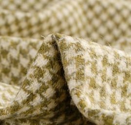 Vlněná kostýmová látka vzor pepito, zelená/smetanová