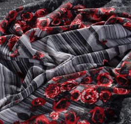 Středně silný úplet tisk vzor růže