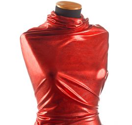 Lamé úplet tisk červený II.jakost