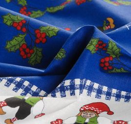 Bavlněná látka vánoční vzor skřítci