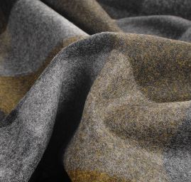 Vlněná látka tvíd se vzorem kostky zelená šedá