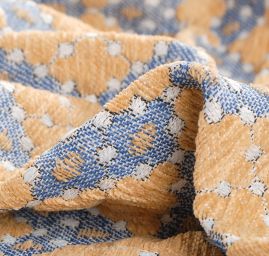 Žakárová látka Art Fabrics Brusel hnědá/modrá