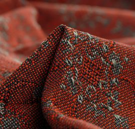 Žakárová tkanina Art Fabrics Elvíra zelenorezavá