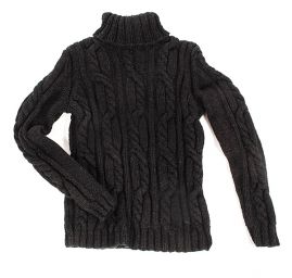 Pletený svetr s copánkovým vzorem, černý