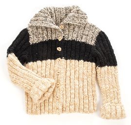 Pletený svetr s plastickým vzorem, hnědo-šedý