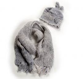 Ručně pletená sada čepice/šála sv.šedá