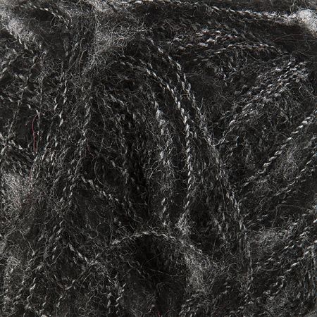 Mohér nopek efektní připlétací příze černošedý