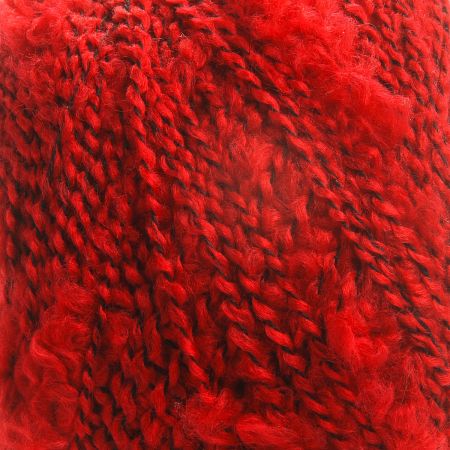 Mohérová pletací příze vlnka/bukle červenočerná